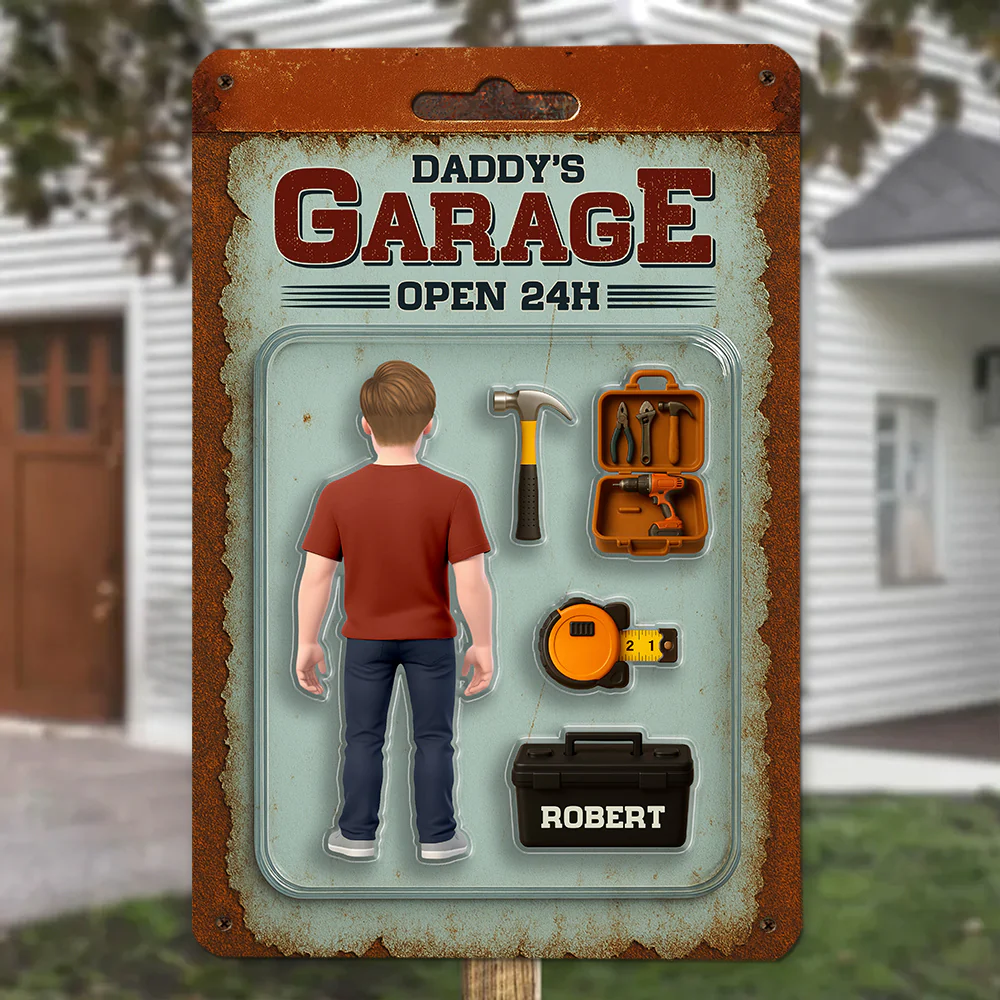 Garage Of Dad - Personalized Custom Metal Sign - Image 2