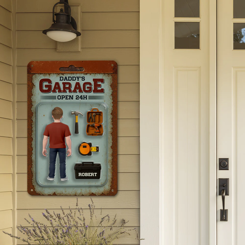 Garage Of Dad - Personalized Custom Metal Sign - Image 4