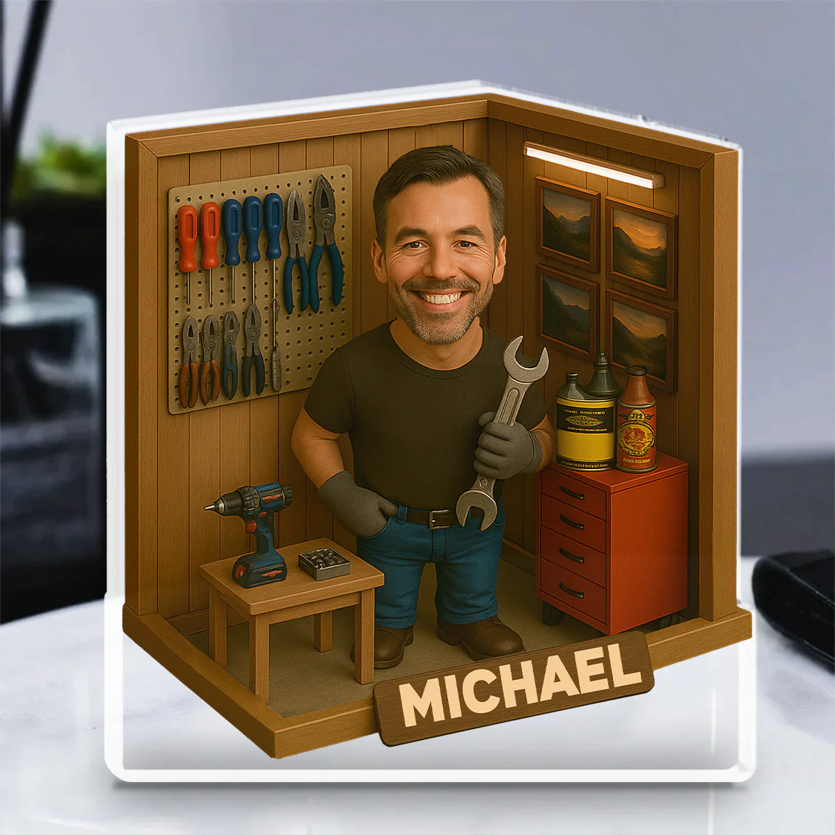 Garage With Daddy - Personalized Custom Acrylic Plaque - Image 3