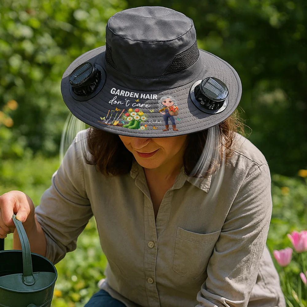 Garden Hair Do Not Care - Personalized Custom Solar Fan Hat - Image 3
