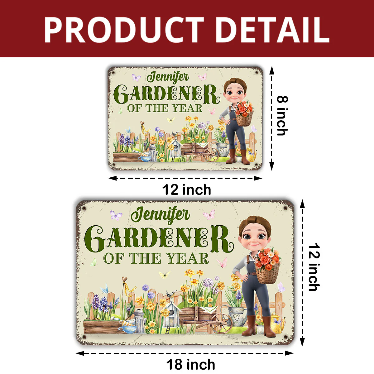 Gardener Of The Year - Personalized Custom Metal Sign - Image 6