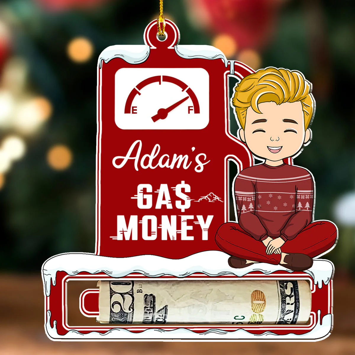 Gas Money - Personalized Custom Money Holder Acrylic Ornament - Image 2