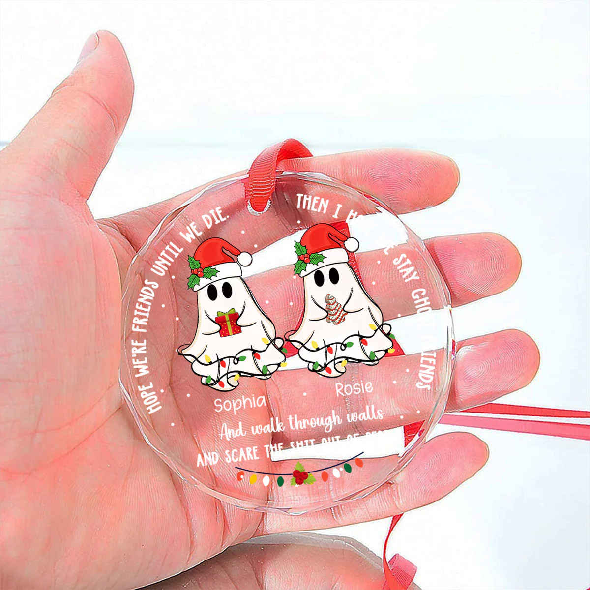 Ghost Friends - Personalized Custom Glass Ornament - Image 3