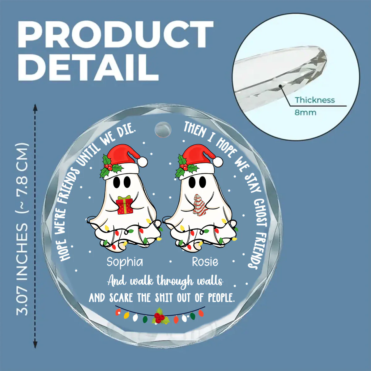 Ghost Friends - Personalized Custom Glass Ornament - Image 4