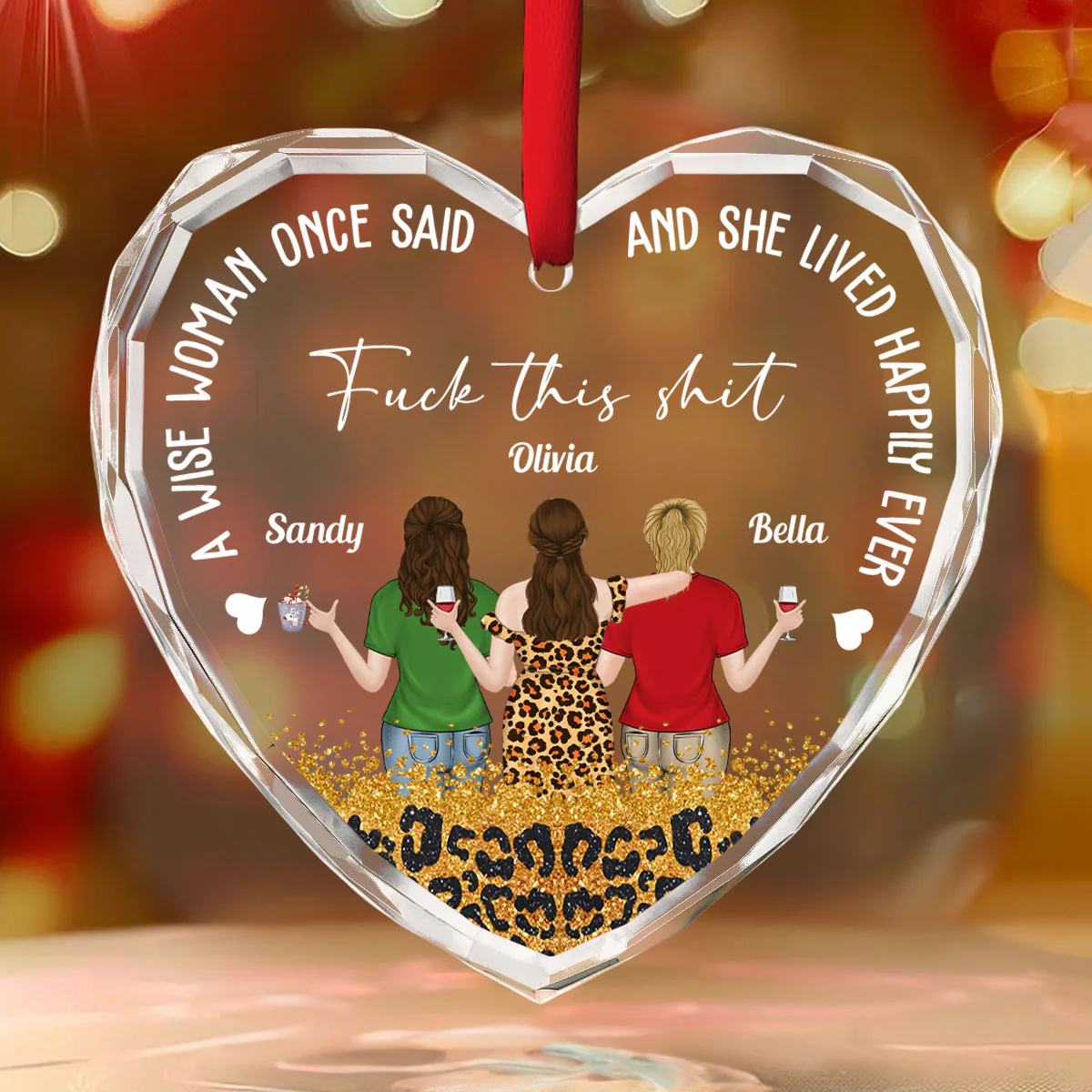 Gift For Best Friends Sisters - Personalized Custom Glass Ornament - Image 2