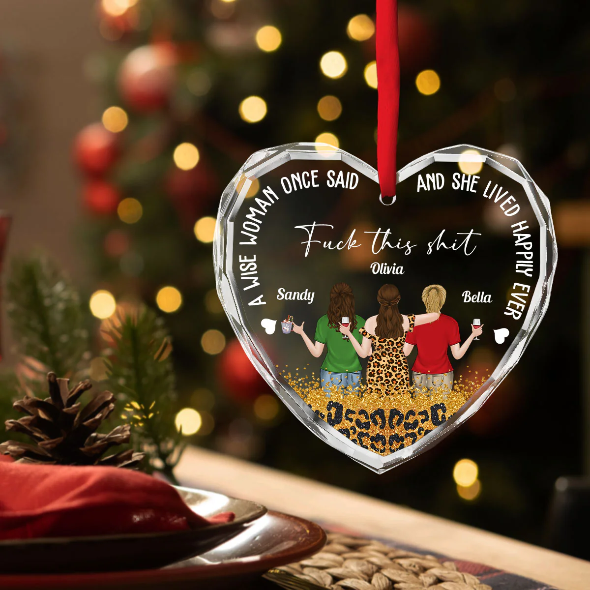 Gift For Best Friends Sisters - Personalized Custom Glass Ornament - Image 4