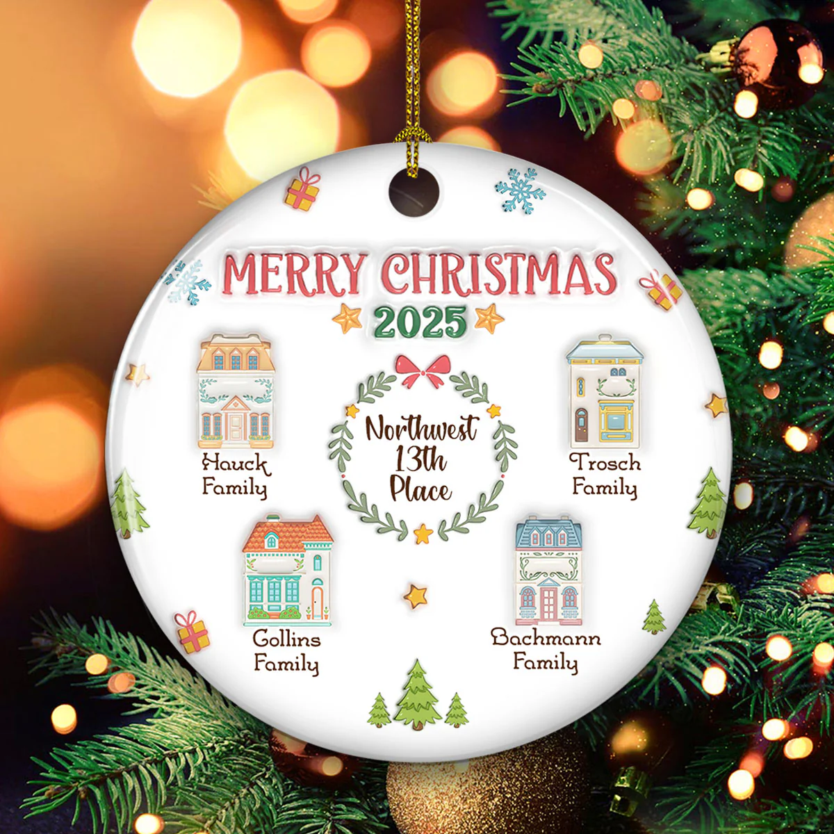 Gift For Our Neighbor 2025 - Personalized Custom 3D Inflated Effect Ceramic Ornament - Image 4