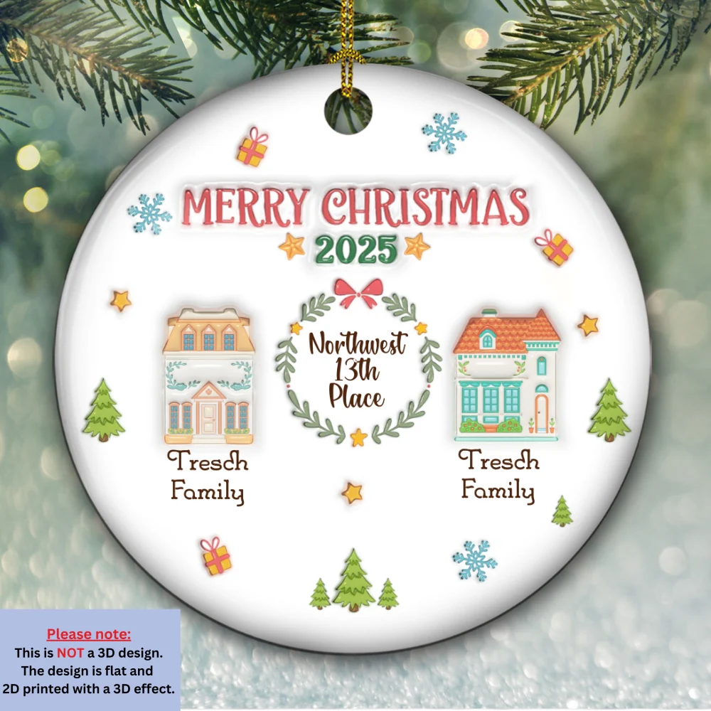 Gift For Our Neighbor 2025 - Personalized Custom 3D Inflated Effect Ceramic Ornament - Image 6