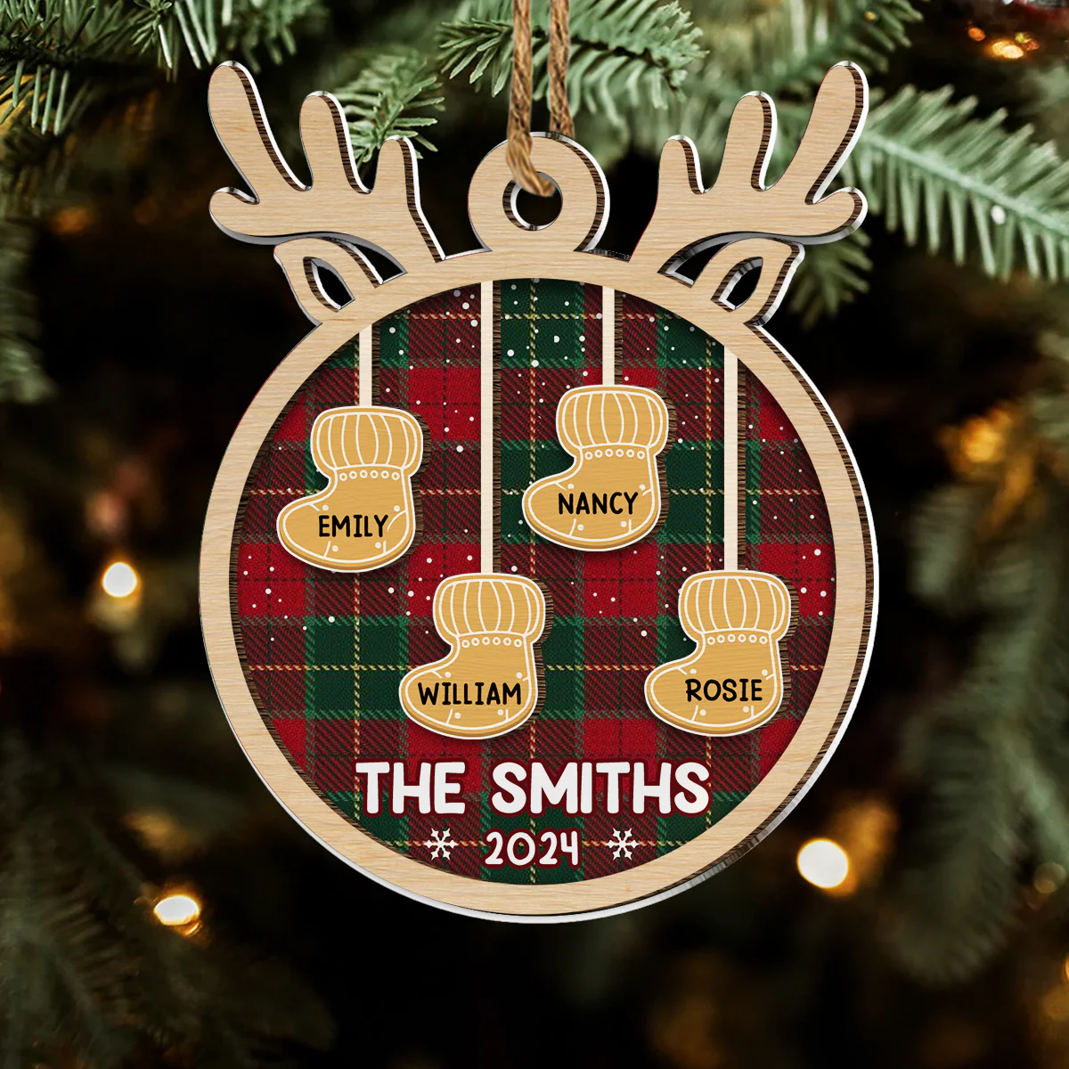 Ginger Family Christmas - Personalized Custom Wood And Acrylic Ornament - Image 2