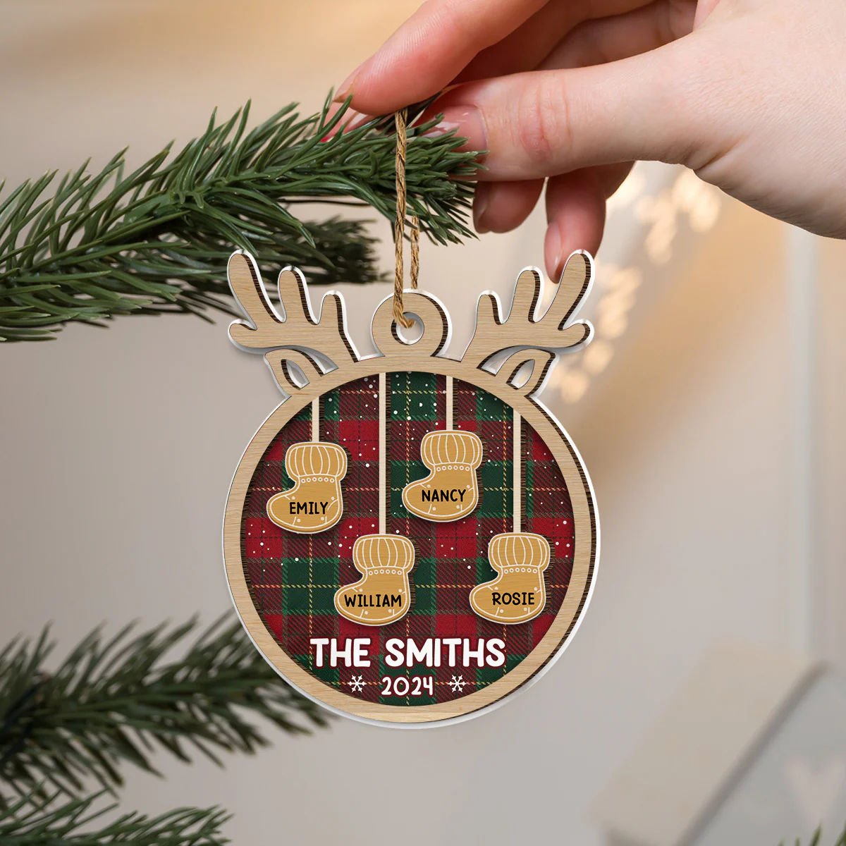Ginger Family Christmas - Personalized Custom Wood And Acrylic Ornament - Image 3