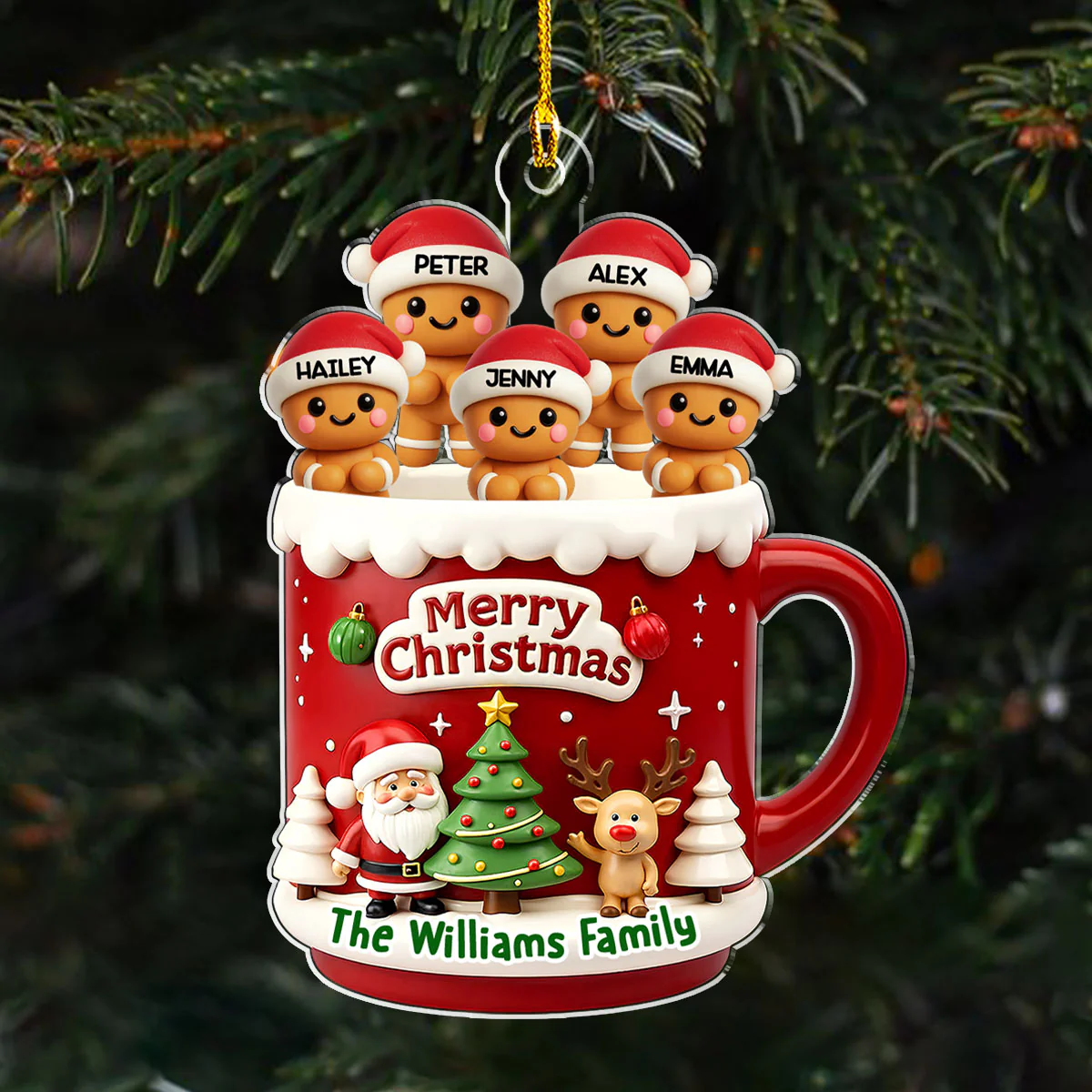 Ginger Family - Personalized Custom 3D Effect Acrylic Ornament - Image 3