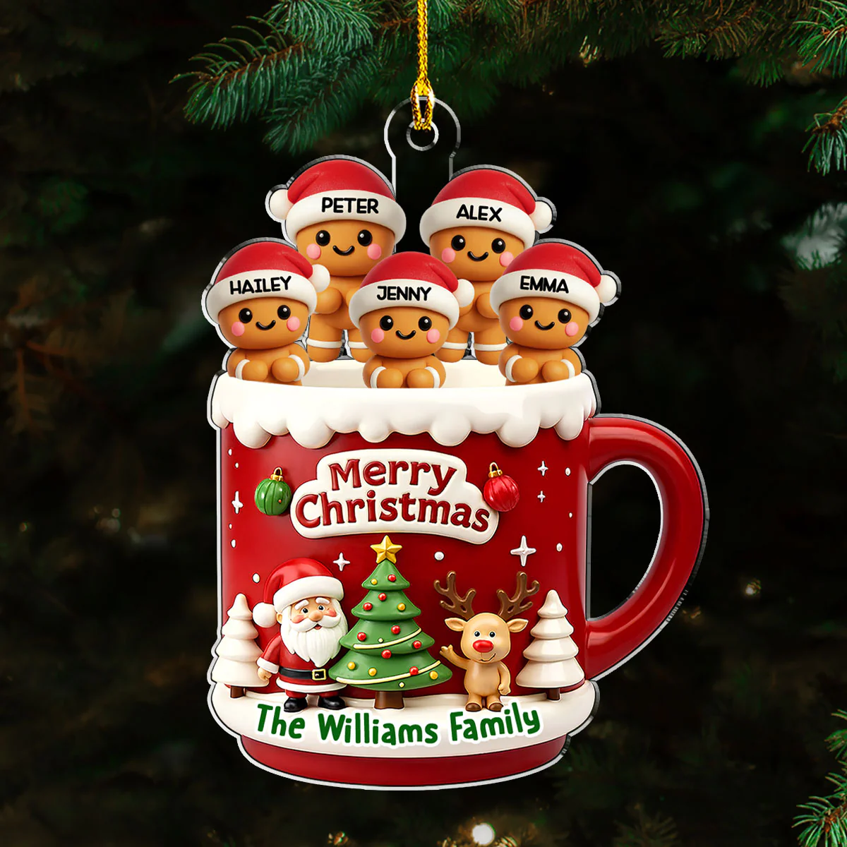 Ginger Family - Personalized Custom 3D Effect Acrylic Ornament - Image 4