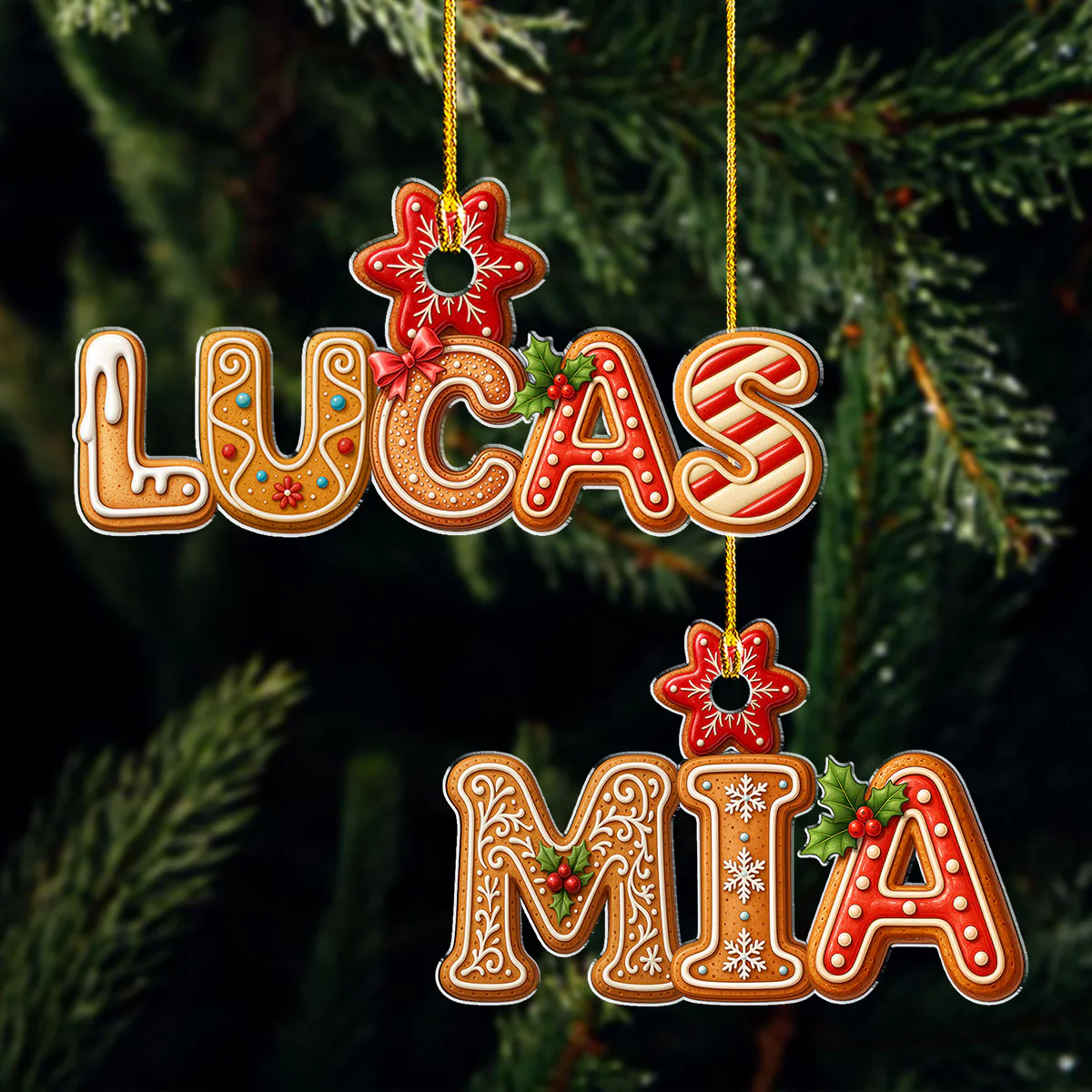 Gingerbear Letters - Personalized Custom Acrylic Ornament - Image 5