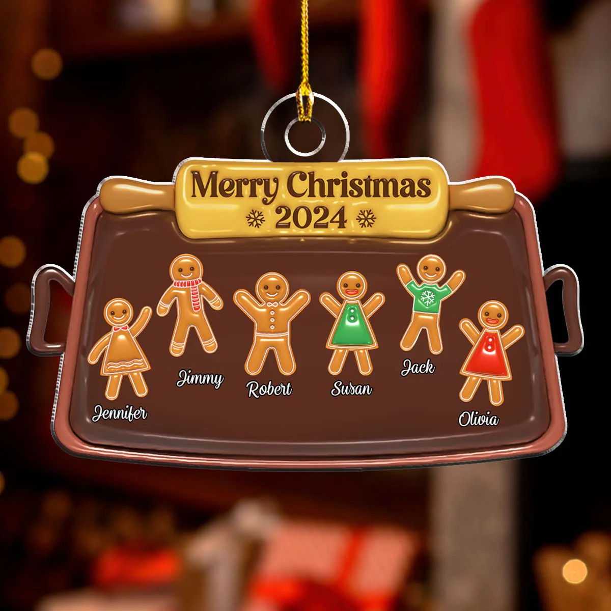 Gingerbread Christmas - Personalized Custom 3D Inflated Effect Acrylic Ornament - Image 2