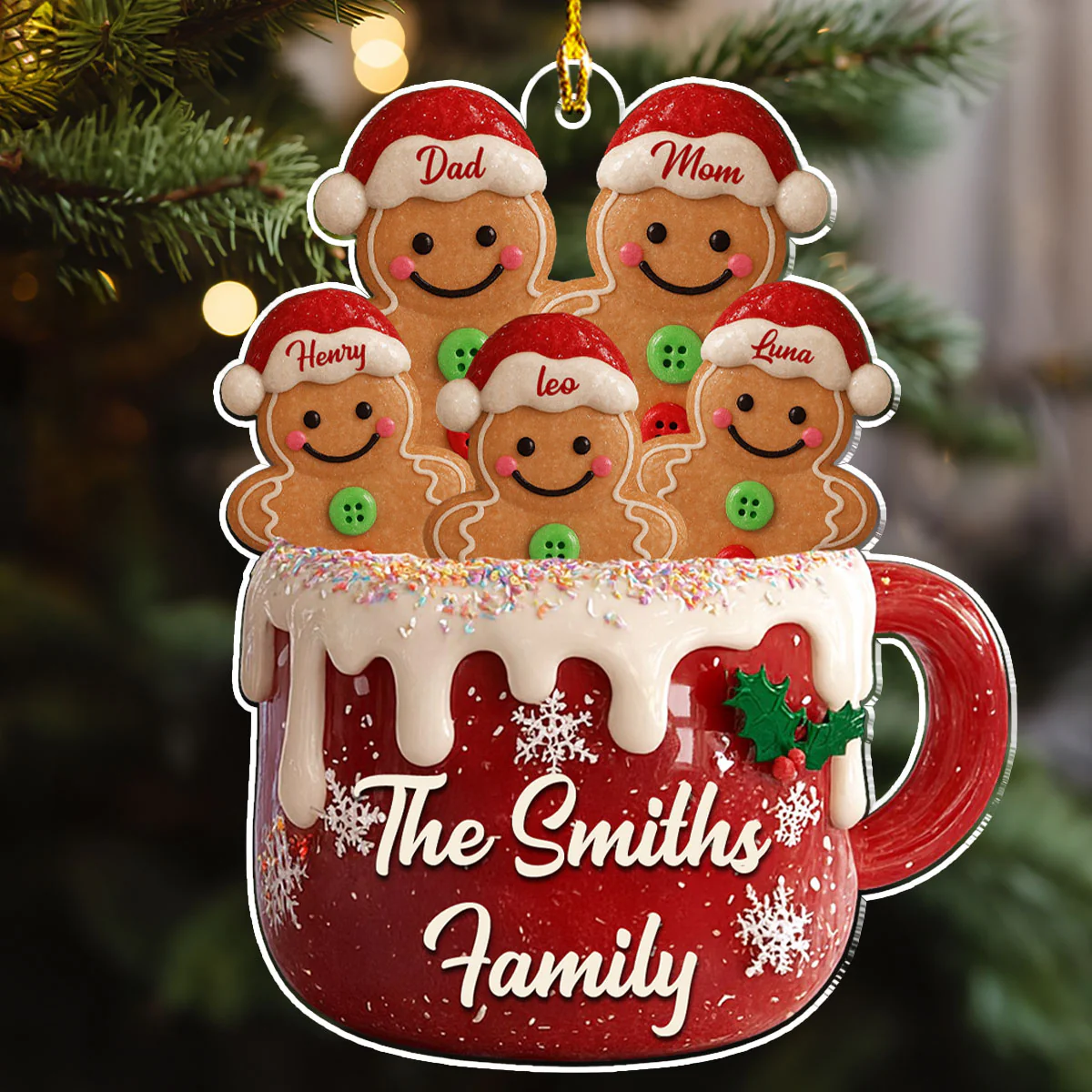 Gingerbread Family 2025 - Personalized Custom Acrylic Ornament