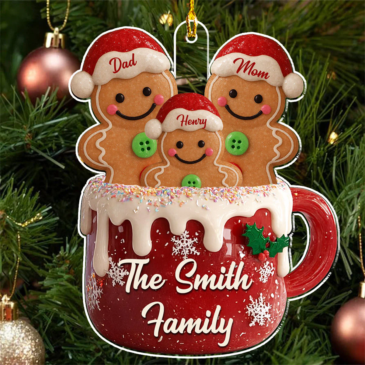 Gingerbread Family 2025 - Personalized Custom Acrylic Ornament - Image 5
