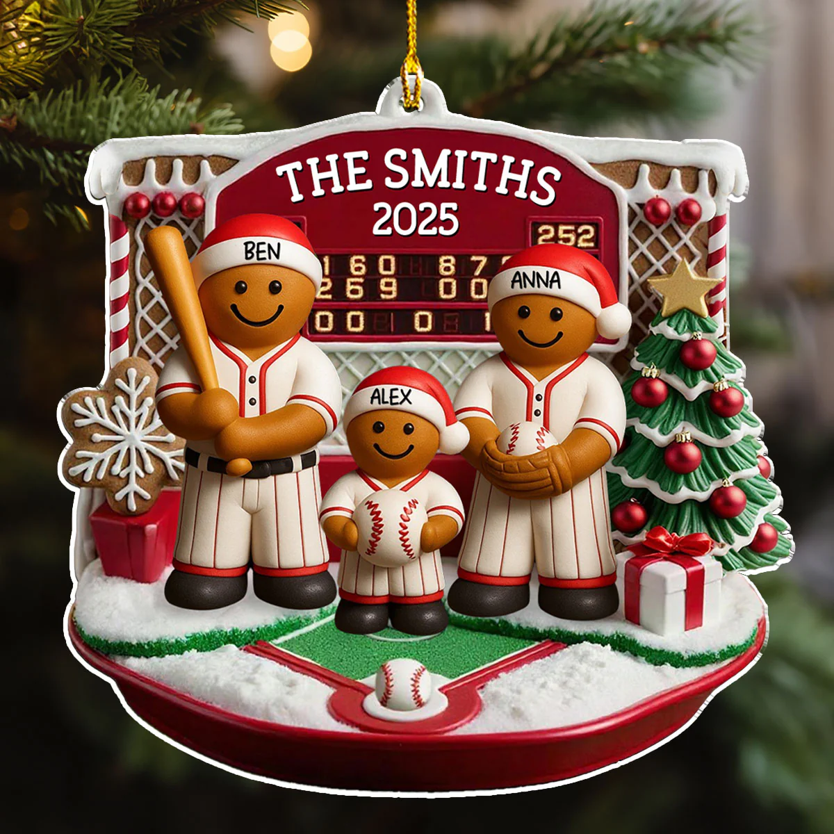 Gingerbread Family - Personalized Custom Acrylic Ornament - Image 3