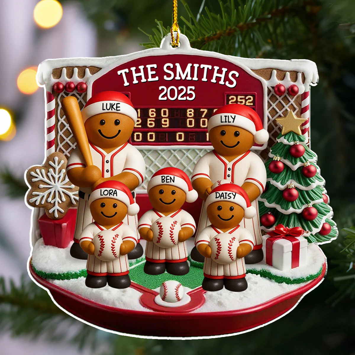 Gingerbread Family - Personalized Custom Acrylic Ornament - Image 4
