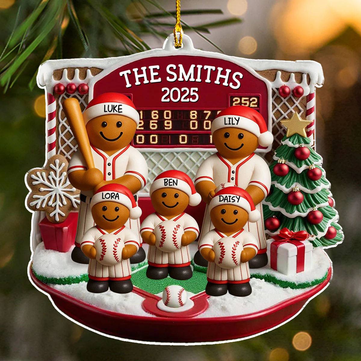 Gingerbread Family - Personalized Custom Acrylic Ornament - Image 6
