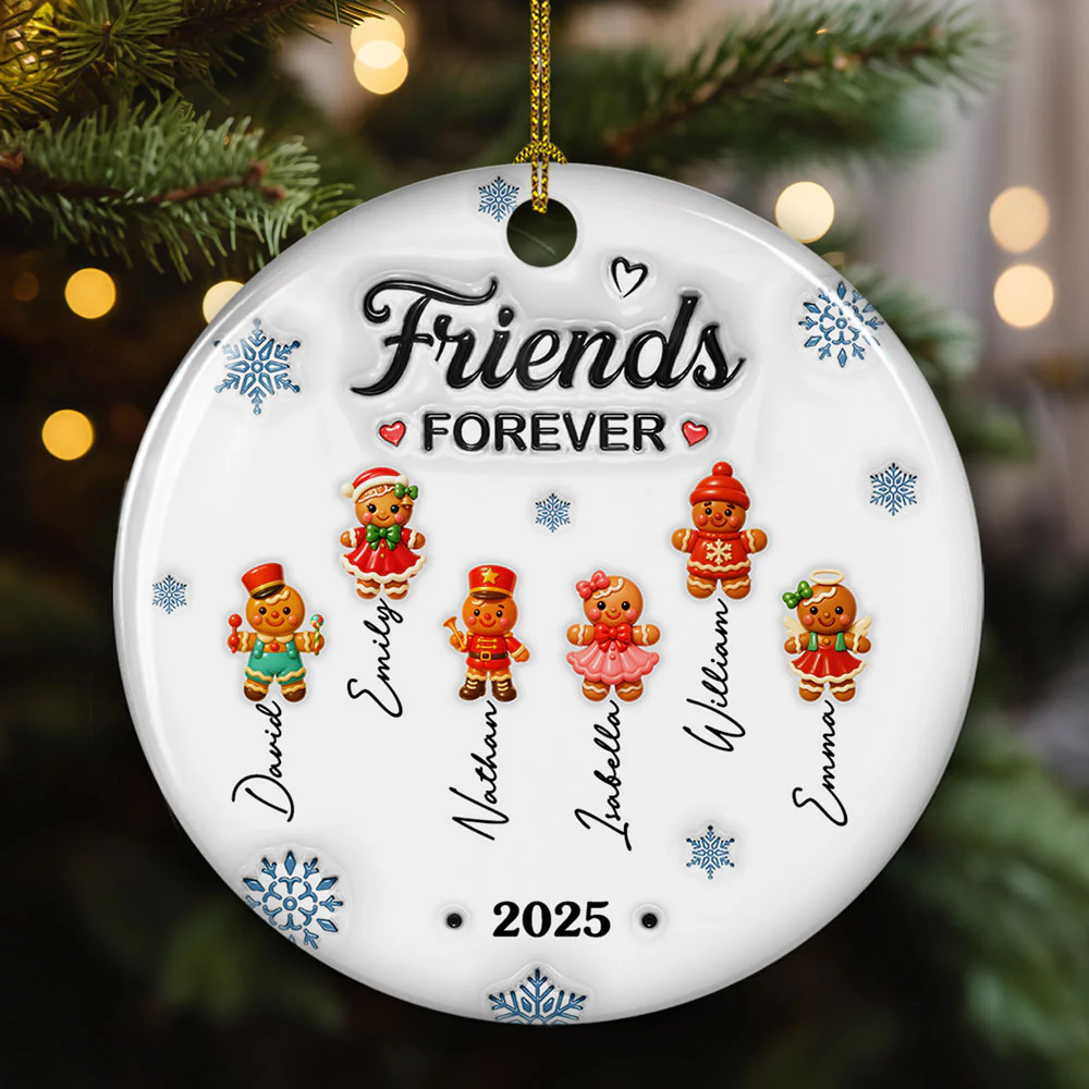 Gingerbread Friends - Personalized Custom 3D Inflated Effect Ceramic Ornament - Image 2