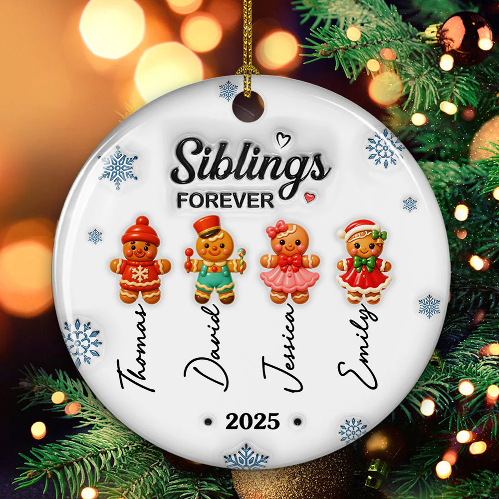 Gingerbread Friends - Personalized Custom 3D Inflated Effect Ceramic Ornament - Image 5