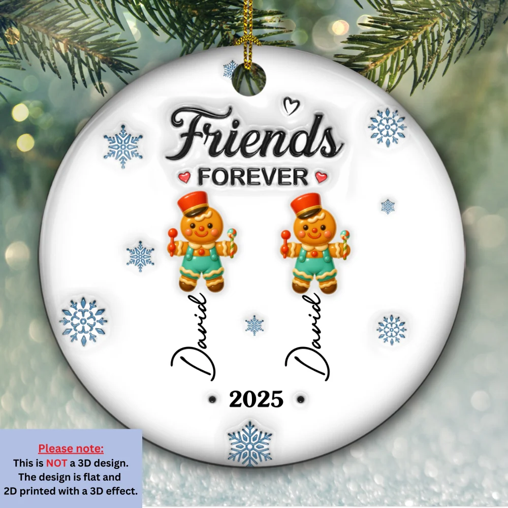 Gingerbread Friends - Personalized Custom 3D Inflated Effect Ceramic Ornament - Image 6