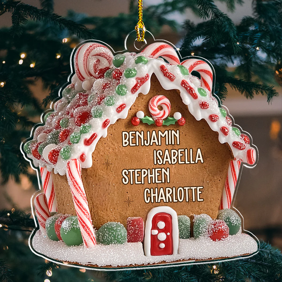 Gingerbread House - Personalized Custom Acrylic Ornament - Image 2