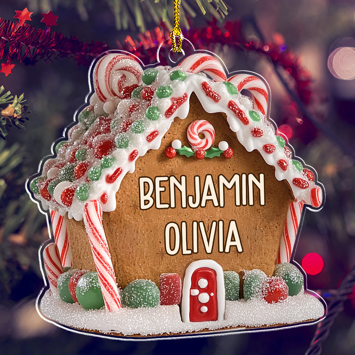 Gingerbread House - Personalized Custom Acrylic Ornament - Image 3