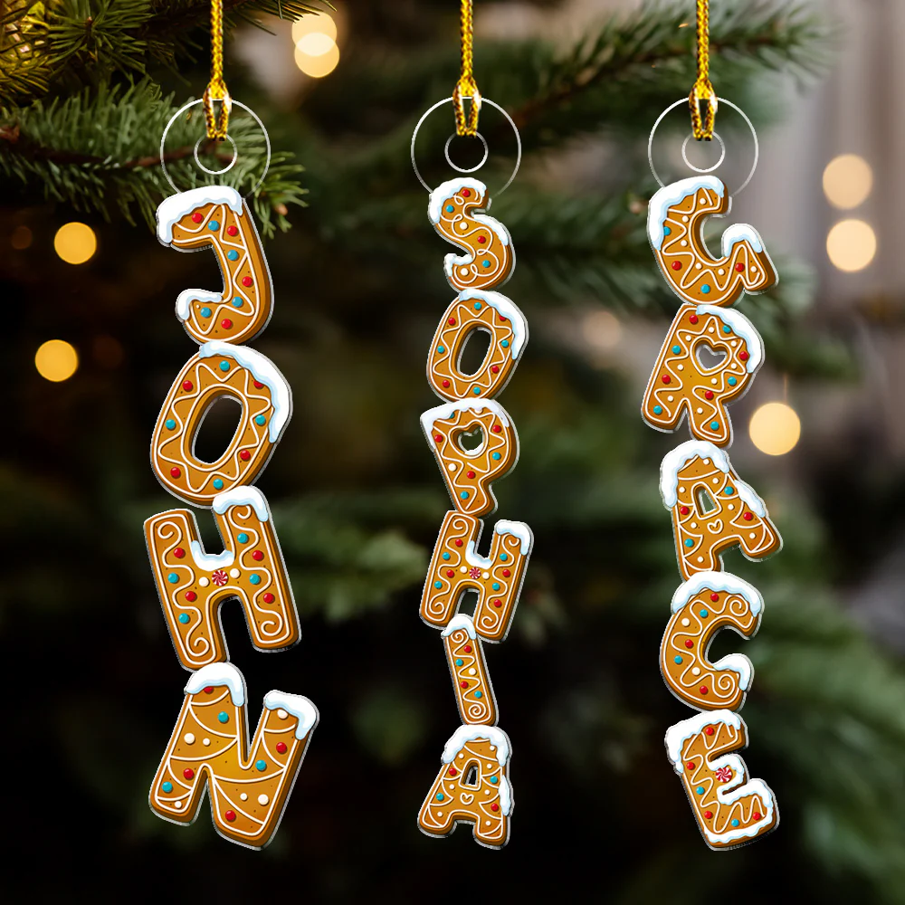 Gingerbread Letter Dreams - Personalized Custom Acrylic Ornament