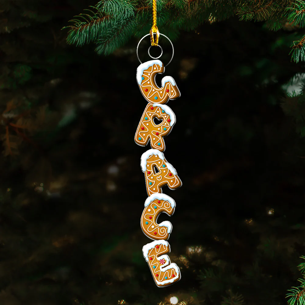Gingerbread Letter Dreams - Personalized Custom Acrylic Ornament - Image 2