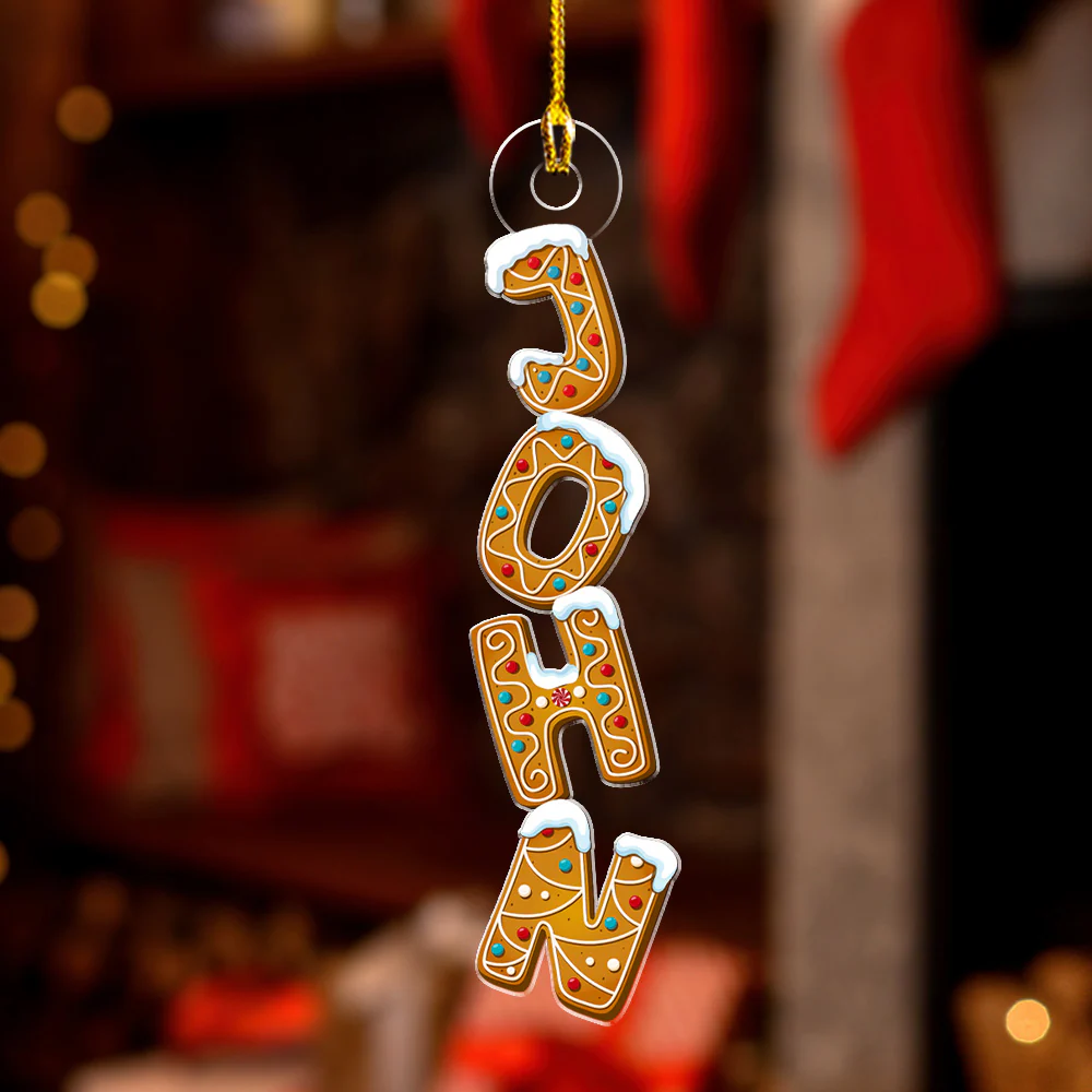 Gingerbread Letter Dreams - Personalized Custom Acrylic Ornament - Image 4