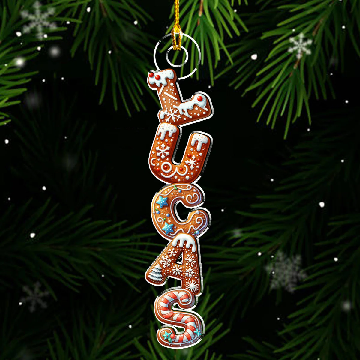 Gingerbread Letter - Personalized Custom Acrylic Ornament - Image 3