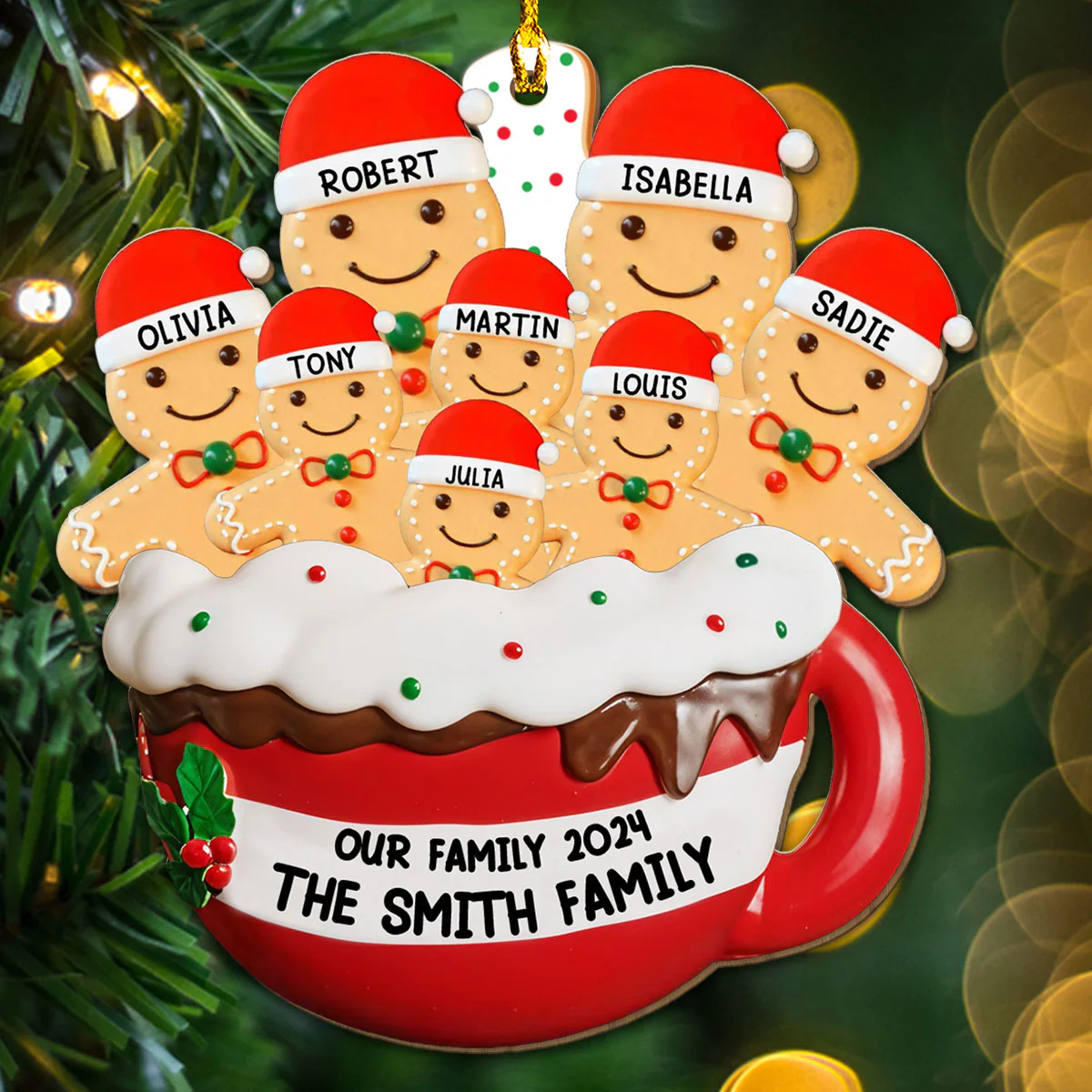 Gingerbread - Personalized Custom Wood Ornament - Image 3