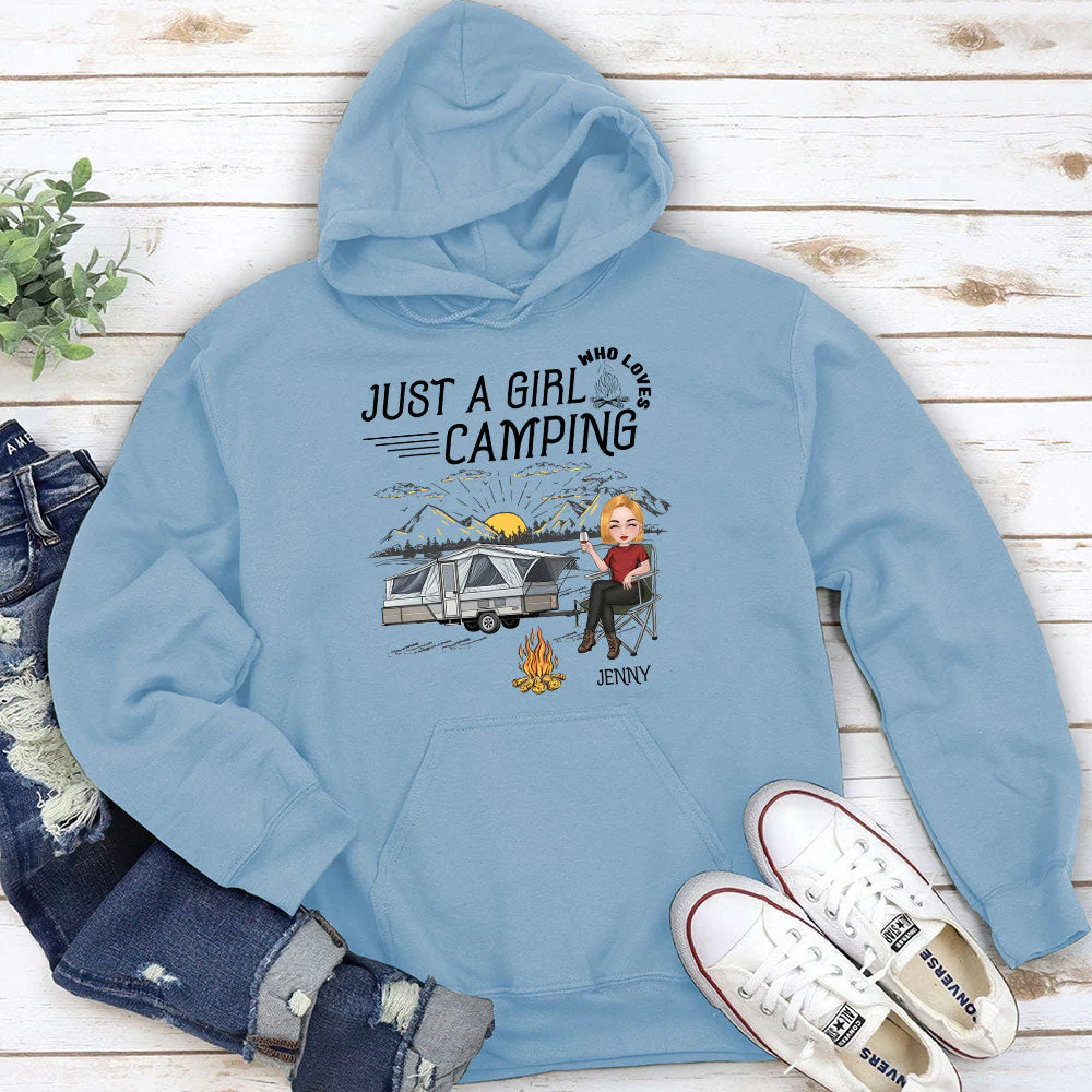 Girl Loves Camping - Personalized Custom Hoodie - Image 4