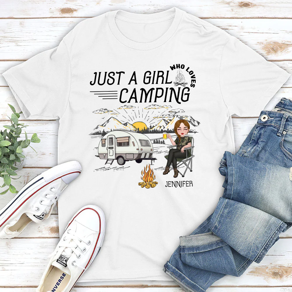 Girl Loves Camping - Personalized Custom Unisex T-shirt - Image 2