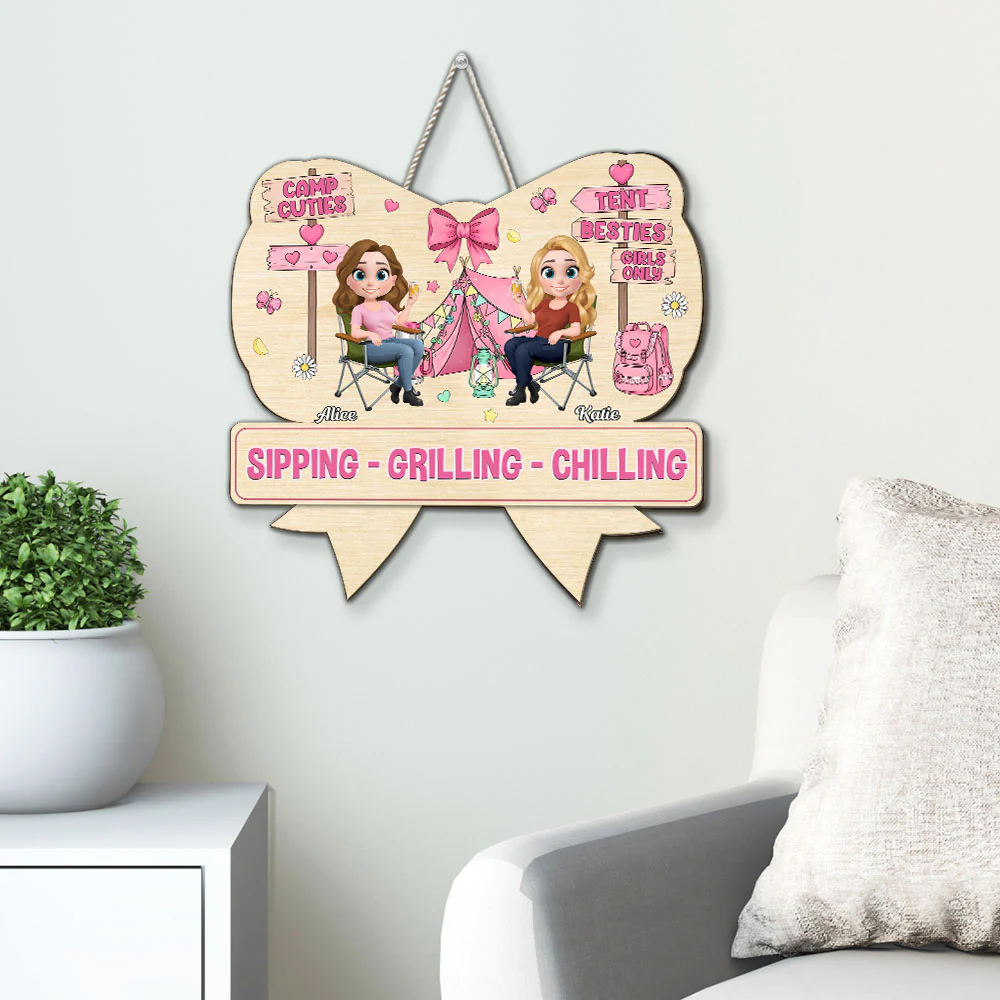 Girl Trip Camping - Personalized Custom Wood Sign - Image 3