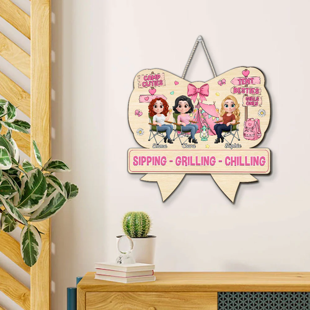 Girl Trip Camping - Personalized Custom Wood Sign - Image 4