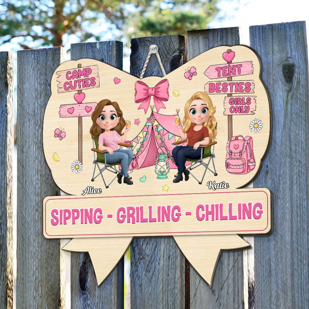 Girl Trip Camping - Personalized Custom Wood Sign - Image 5