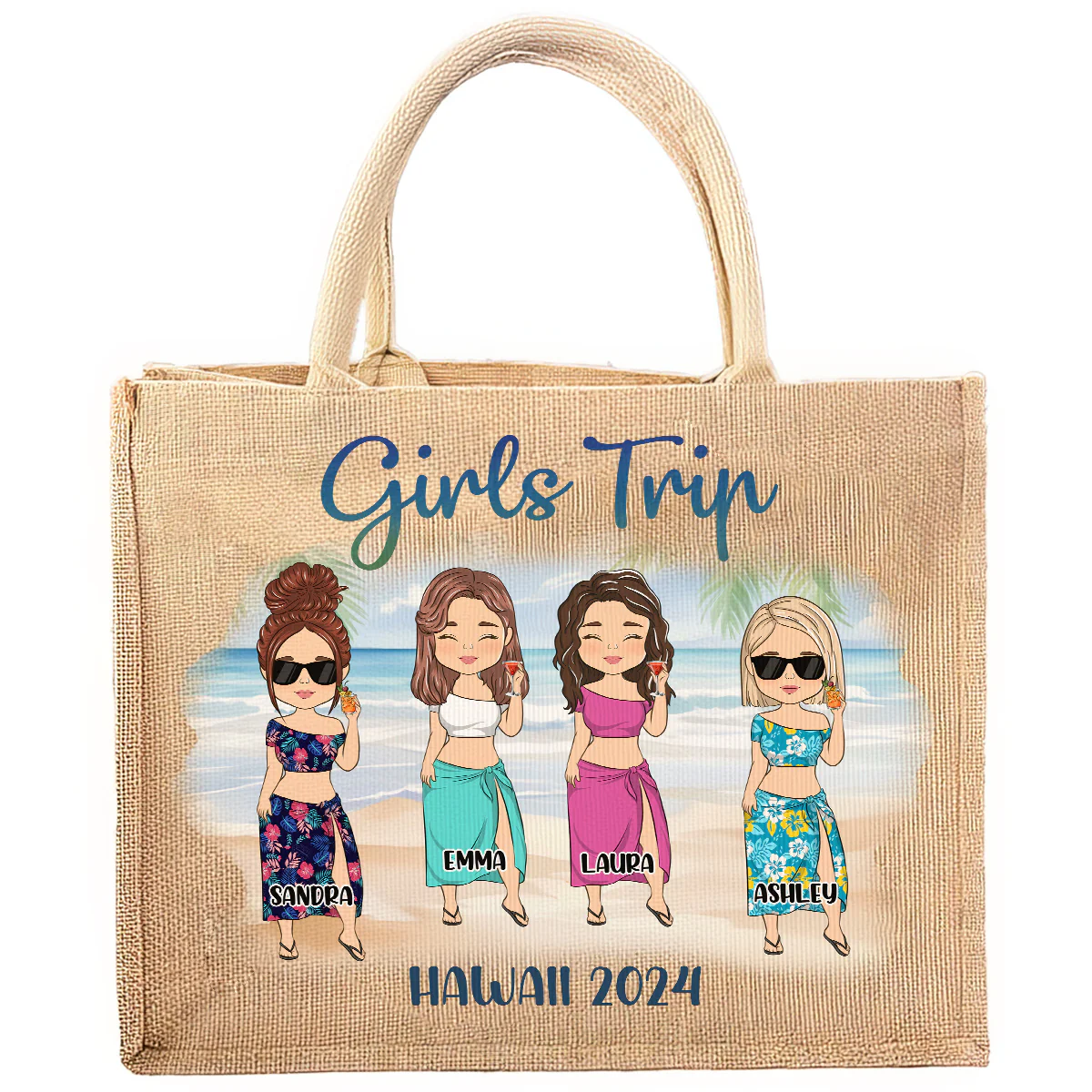 Girls Trip - Personalized Custom Jute Tote Bag