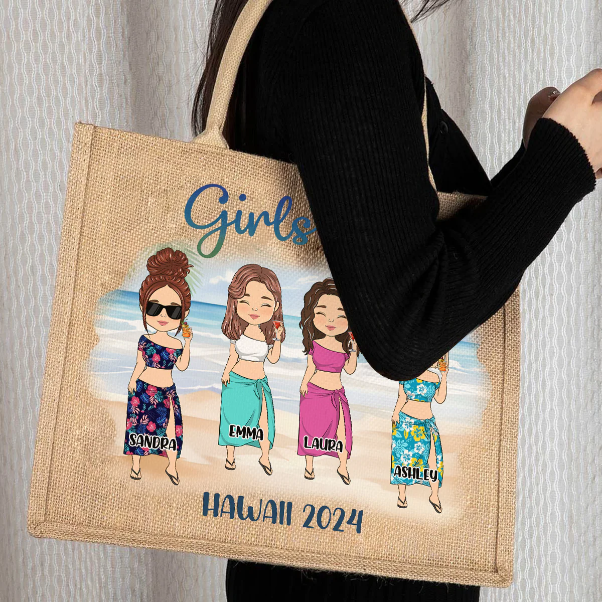 Girls Trip - Personalized Custom Jute Tote Bag - Image 2