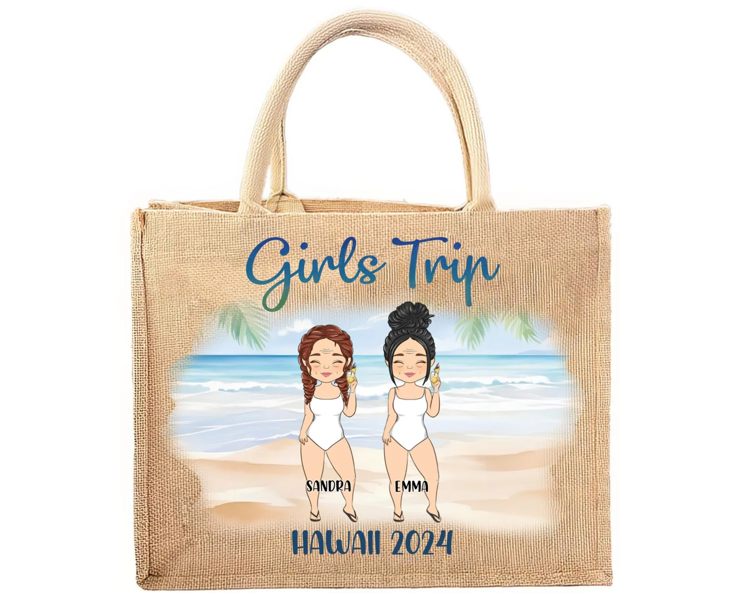Girls Trip - Personalized Custom Jute Tote Bag - Image 7