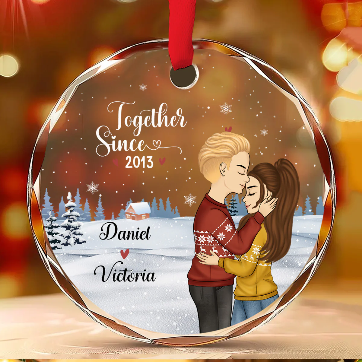Our First Christmas - Personalized Custom Glass Ornament - Image 2