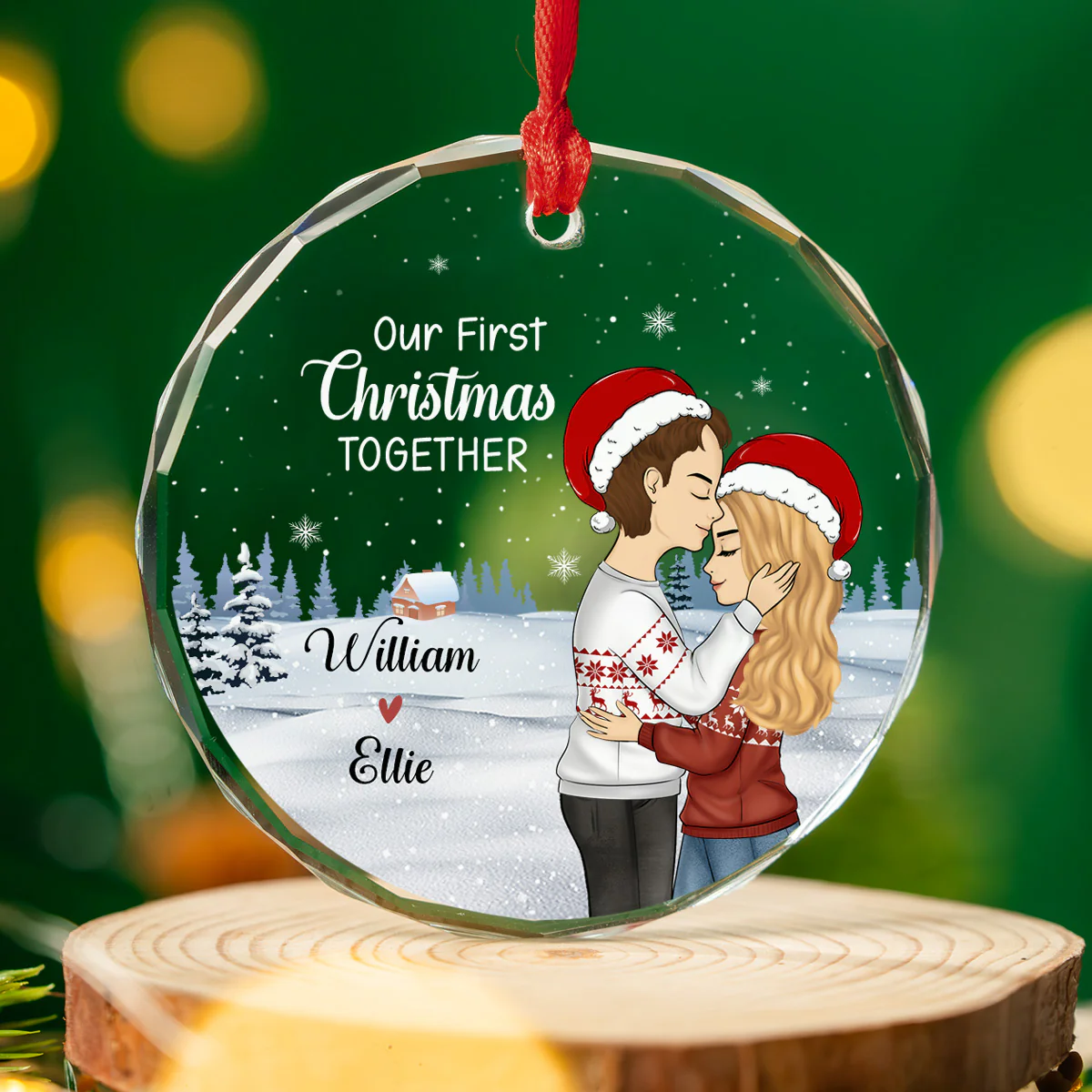 Our First Christmas - Personalized Custom Glass Ornament - Image 5