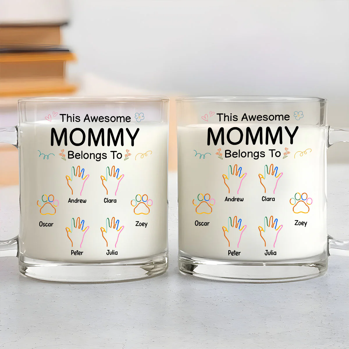 Glass This Awesome Mom Grandma Belongs To - Personalized Custom Glass Mug - Image 2