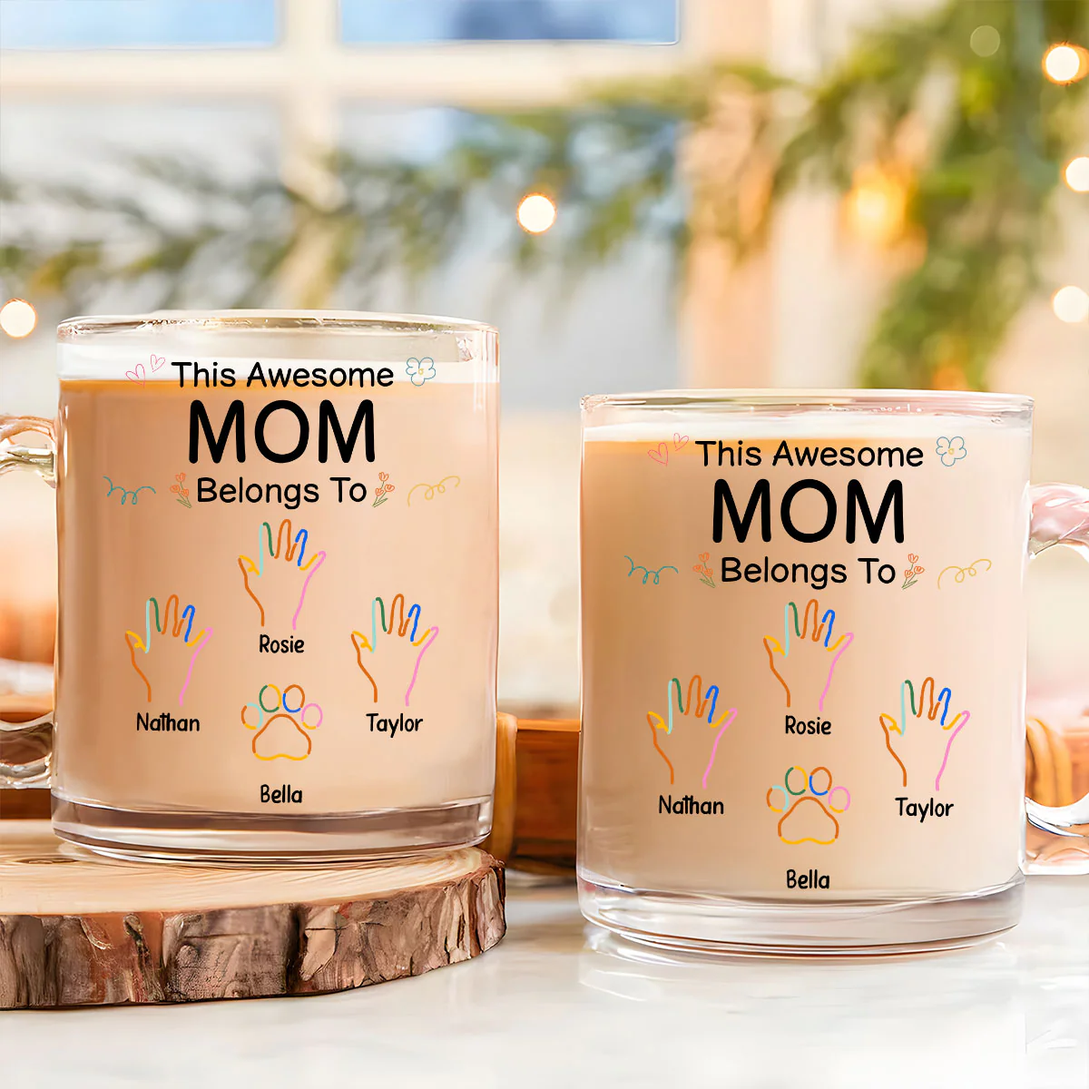 Glass This Awesome Mom Grandma Belongs To - Personalized Custom Glass Mug - Image 3