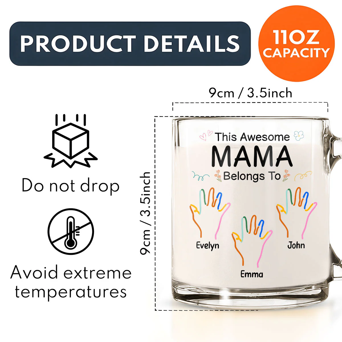 Glass This Awesome Mom Grandma Belongs To - Personalized Custom Glass Mug - Image 5