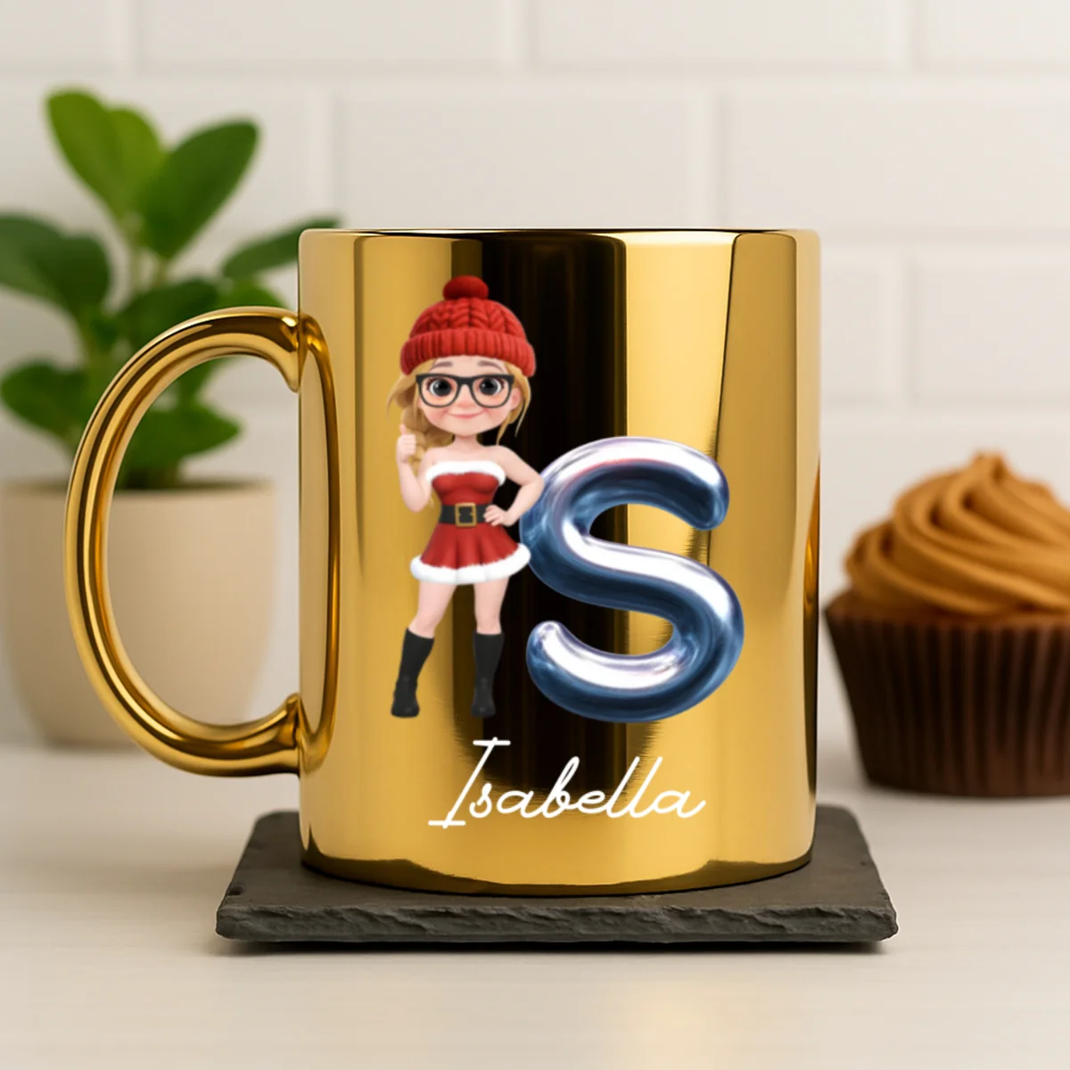 Glitter Alphabet Cartoon - Personalized Custom Metallic Mug - Image 6