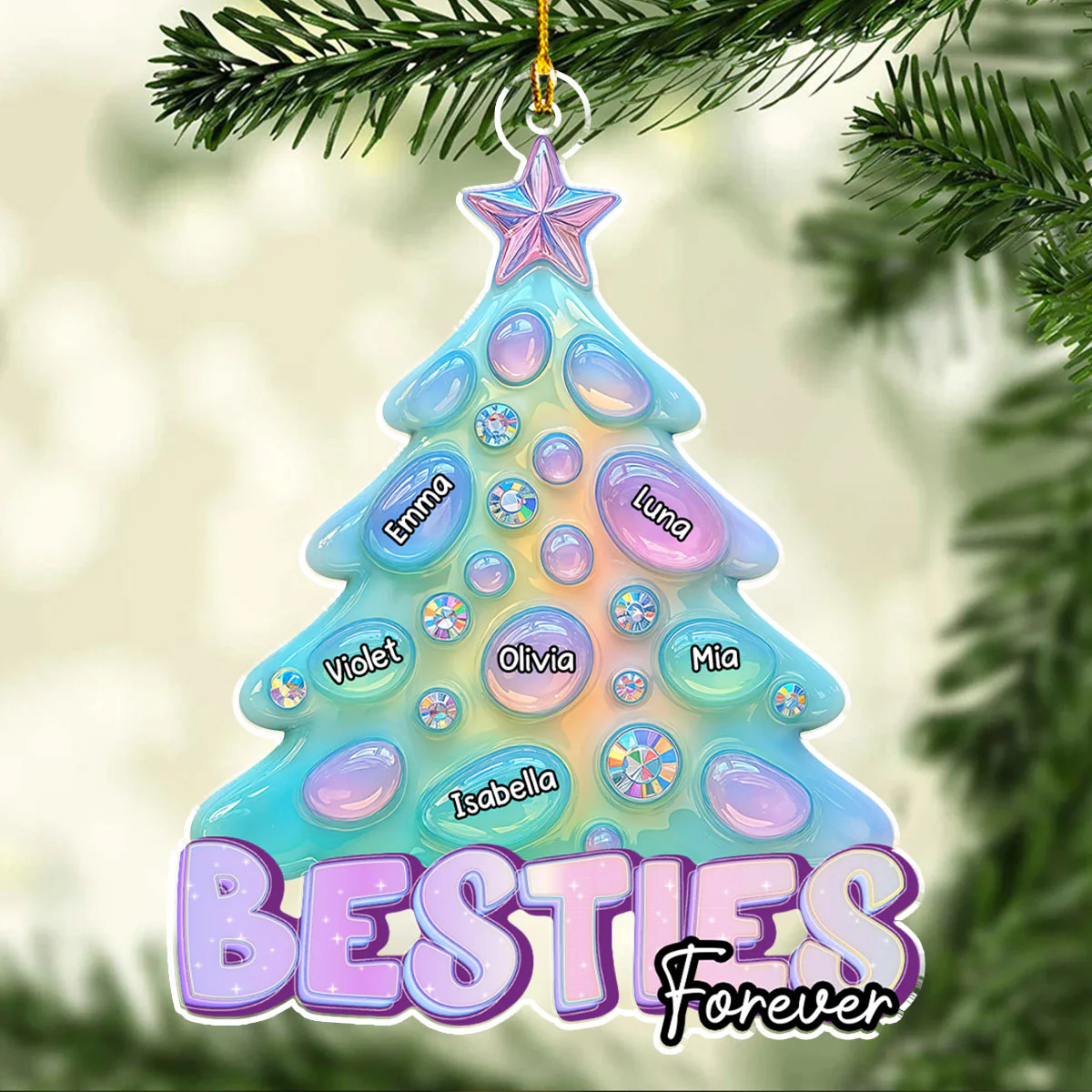 Glitter Christmas Tree Version 2 - Personalized Custom Acrylic Ornament