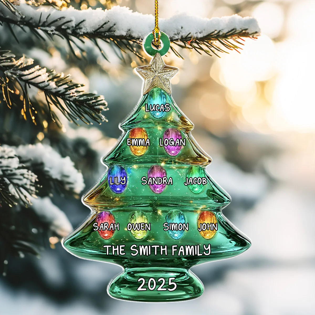 Glowing Family Tree Of 2025 - Personalized Custom Acrylic Ornament