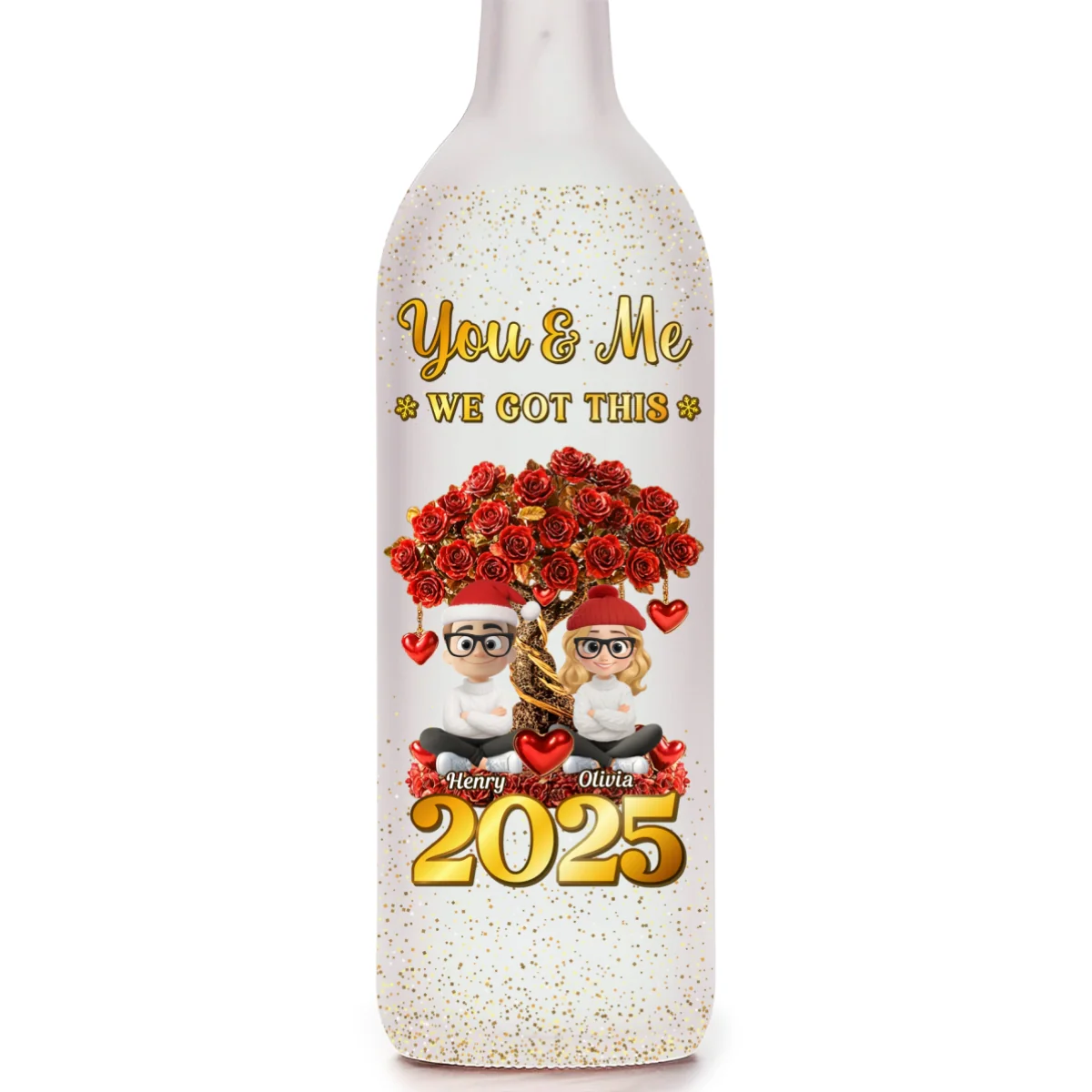 Glowing Heart Rose Tree - Personalized Custom Bottle Lamp - Image 6